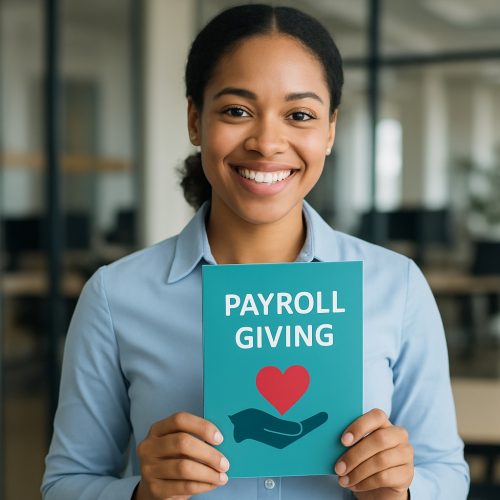Employee,With,Brochure,That,Says,Payroll,Giving